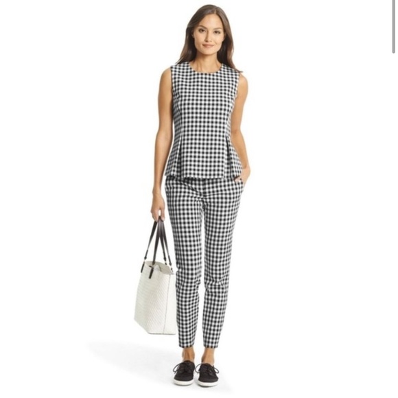 Diane von furstenberg Mallorie gingham peplum top size 4 - Picture 5 of 10